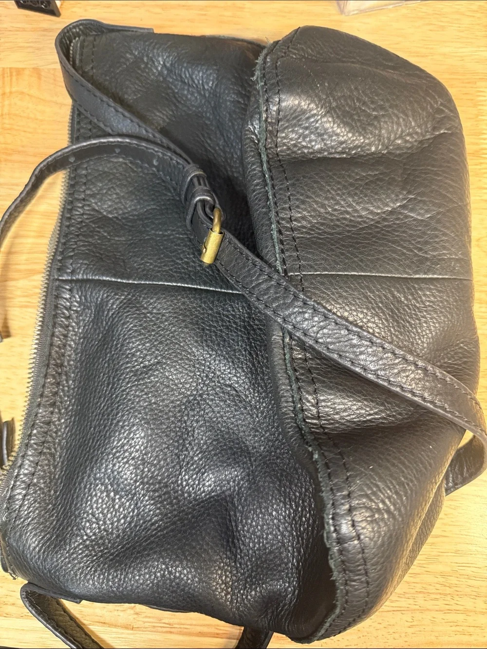 American Leather Co. Black Pebbled Leather Messenger Bag